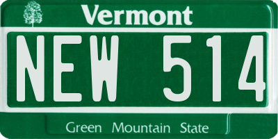VT license plate NEW514