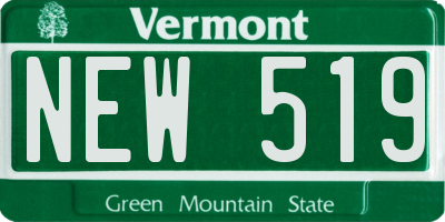 VT license plate NEW519
