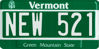 VT license plate NEW521