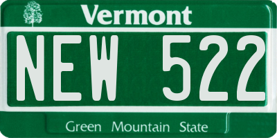 VT license plate NEW522