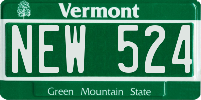 VT license plate NEW524