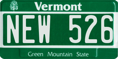 VT license plate NEW526