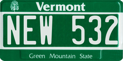 VT license plate NEW532
