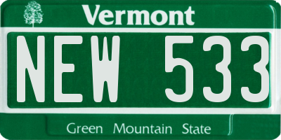 VT license plate NEW533