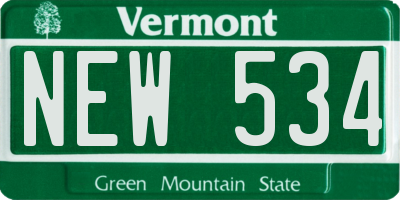 VT license plate NEW534