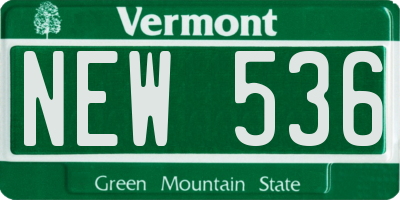VT license plate NEW536