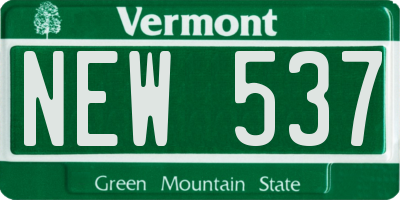 VT license plate NEW537