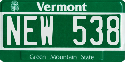 VT license plate NEW538