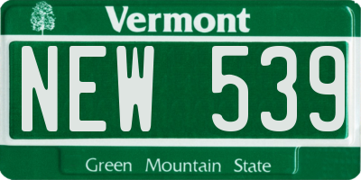 VT license plate NEW539
