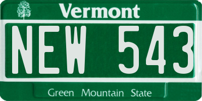 VT license plate NEW543