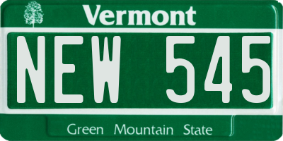 VT license plate NEW545