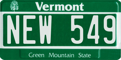 VT license plate NEW549