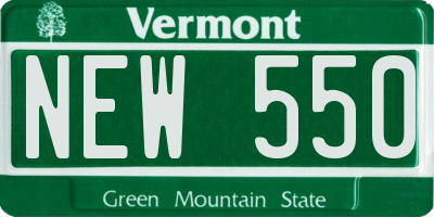 VT license plate NEW550