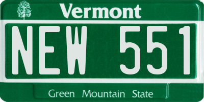 VT license plate NEW551