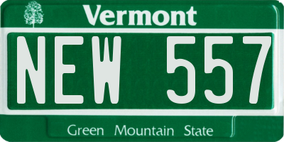 VT license plate NEW557