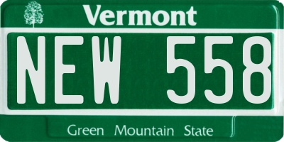 VT license plate NEW558