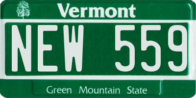 VT license plate NEW559