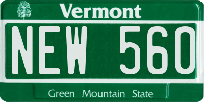 VT license plate NEW560
