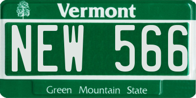 VT license plate NEW566