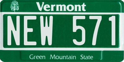 VT license plate NEW571