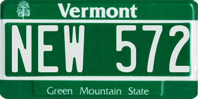 VT license plate NEW572