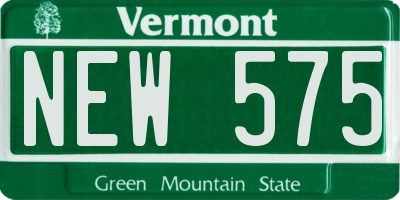 VT license plate NEW575
