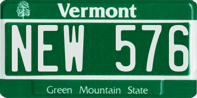VT license plate NEW576