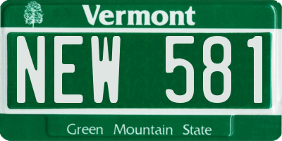 VT license plate NEW581