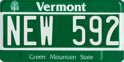 VT license plate NEW592