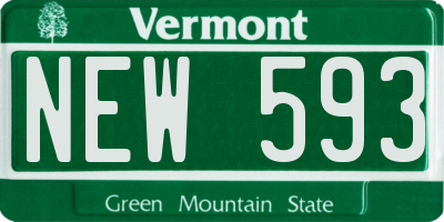 VT license plate NEW593