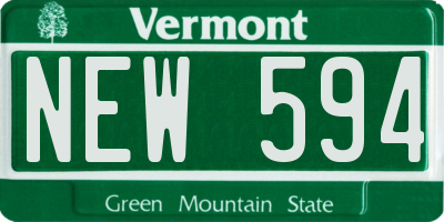 VT license plate NEW594
