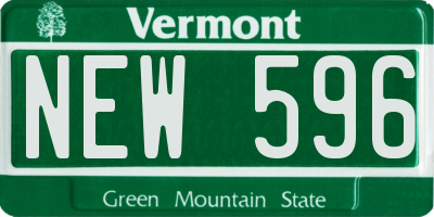 VT license plate NEW596