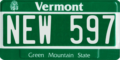 VT license plate NEW597