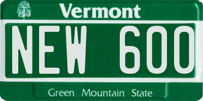 VT license plate NEW600