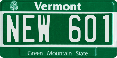 VT license plate NEW601