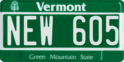 VT license plate NEW605
