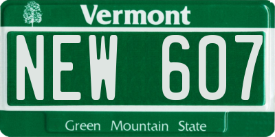VT license plate NEW607