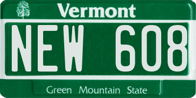 VT license plate NEW608