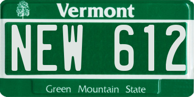 VT license plate NEW612