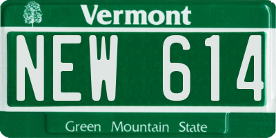 VT license plate NEW614