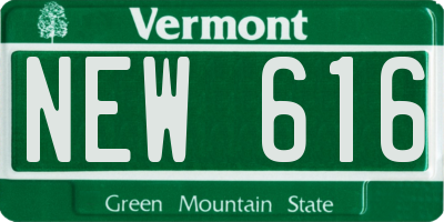 VT license plate NEW616