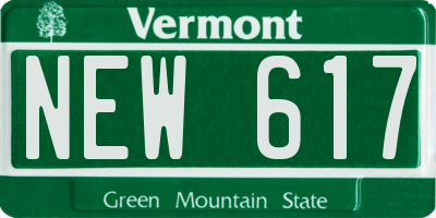 VT license plate NEW617