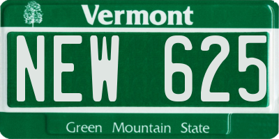 VT license plate NEW625