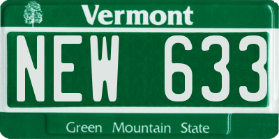 VT license plate NEW633