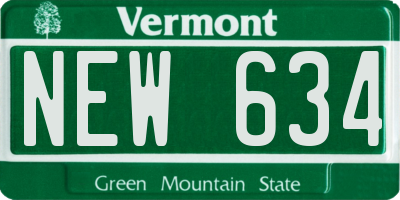 VT license plate NEW634