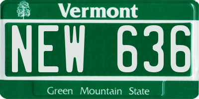 VT license plate NEW636