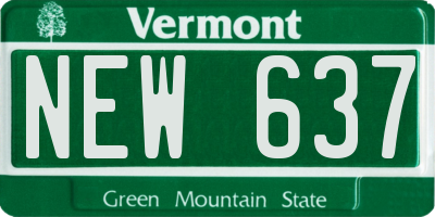 VT license plate NEW637