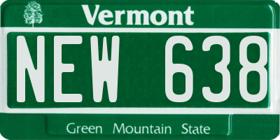 VT license plate NEW638
