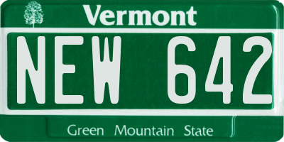VT license plate NEW642