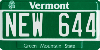 VT license plate NEW644